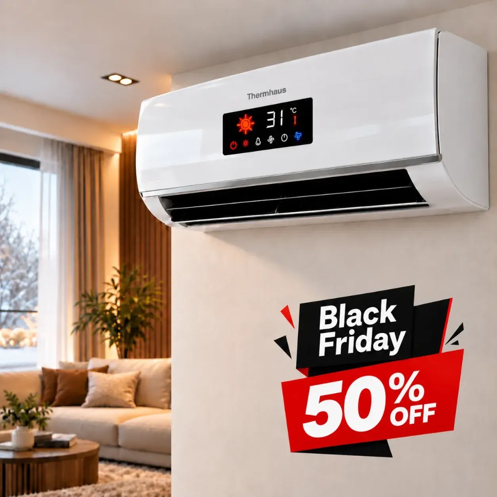 Thermhaus nástěnný konvektor s displejem — sleva −50 %